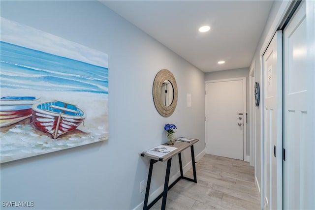 interior space with light hardwood / wood-style flooring