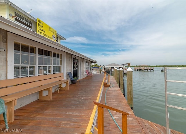 view of dock featuring a water view