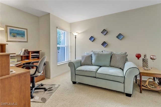 office space with light colored carpet