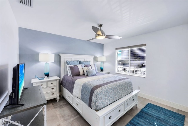 bedroom featuring ceiling fan