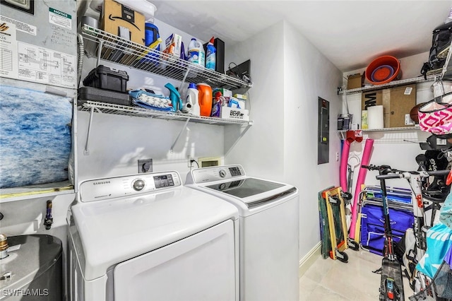 laundry room with washer and clothes dryer and electric panel