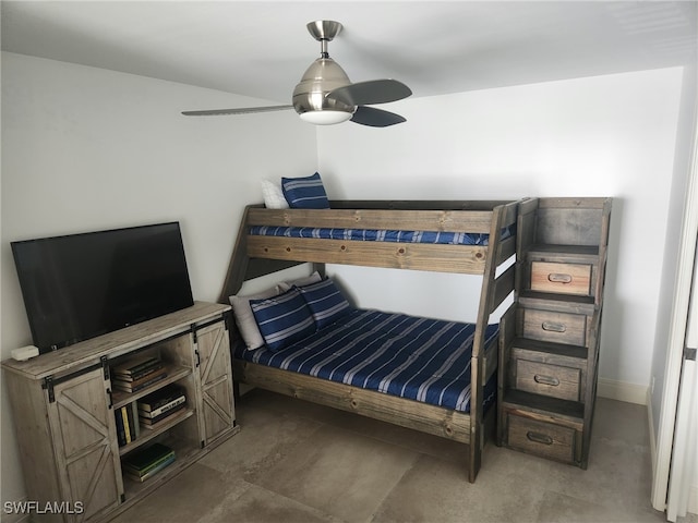 10684 Gulf Shore Dr Unit B-302, Naples, FL 34108 - bedroom with ceiling fan and concrete flooring