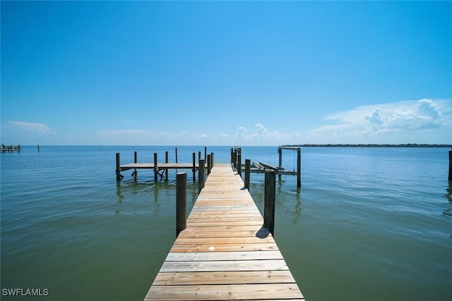 dock area featuring a water view