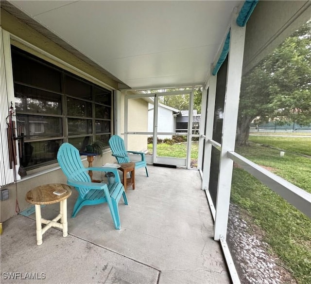 view of unfurnished sunroom