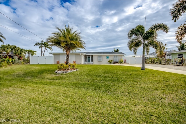 view of front of property featuring a front yard