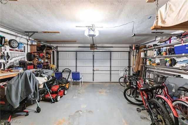 garage with a garage door opener