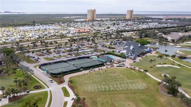 bird's eye view featuring a water view