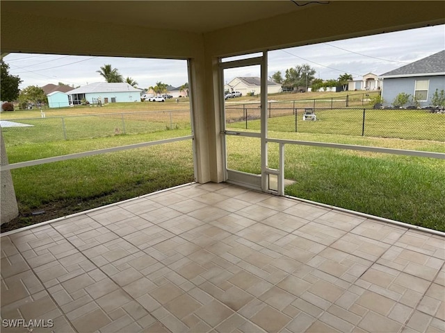 view of unfurnished sunroom