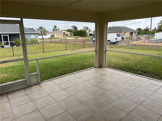 view of unfurnished sunroom