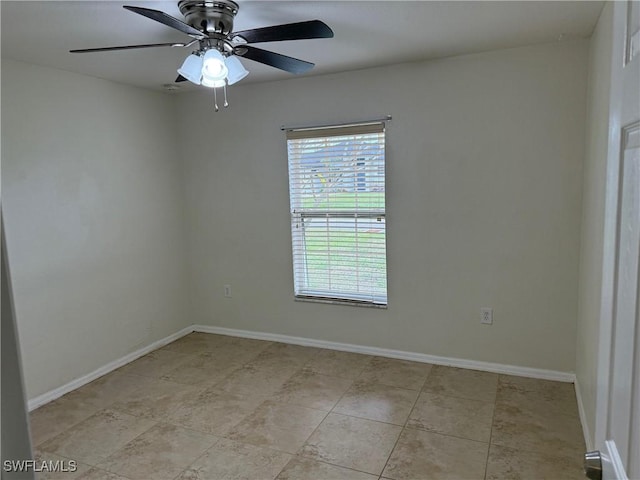 unfurnished room featuring ceiling fan