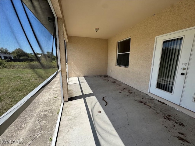 view of unfurnished sunroom