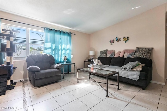 view of tiled living room