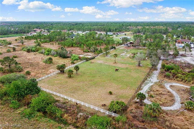 drone / aerial view with a rural view