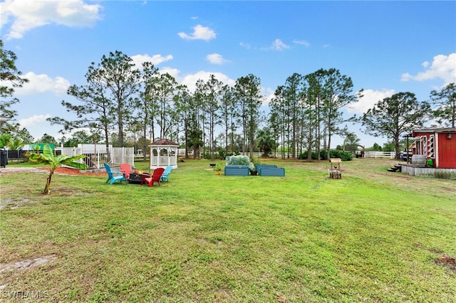 view of yard featuring a gazebo