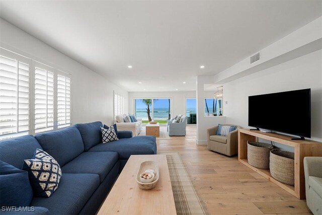 living room featuring light hardwood / wood-style flooring