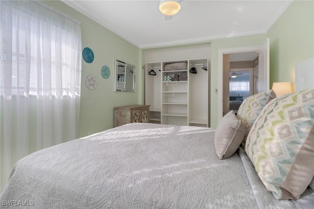 bedroom with a walk in closet and a closet