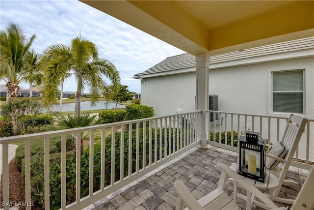 balcony with a water view