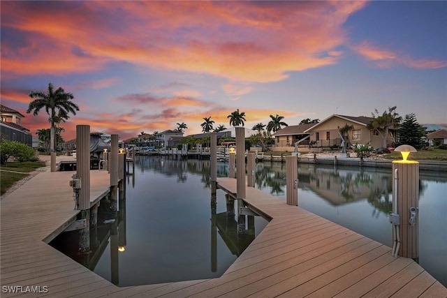 dock area with a water view