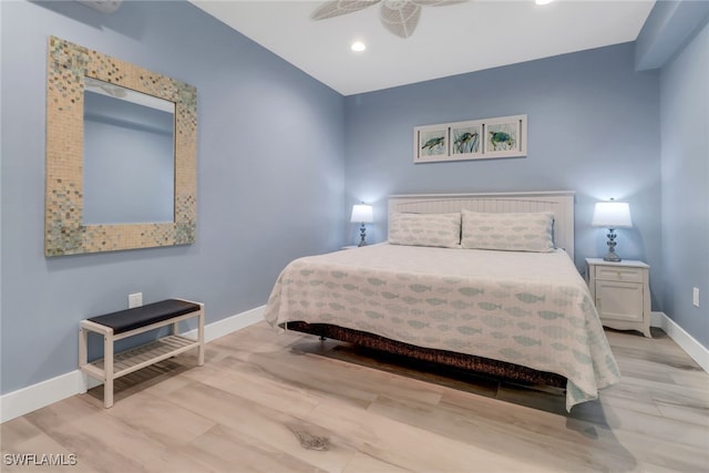 bedroom with light wood-type flooring