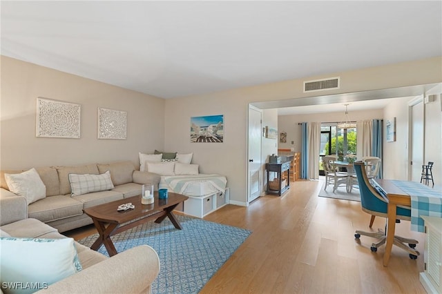 living room featuring light hardwood / wood-style floors