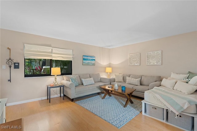 living room featuring light wood-type flooring