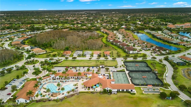 bird's eye view featuring a water view