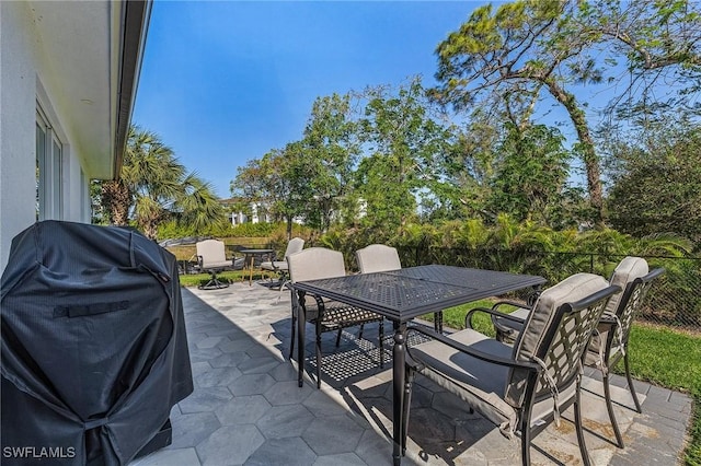 view of patio / terrace with a grill