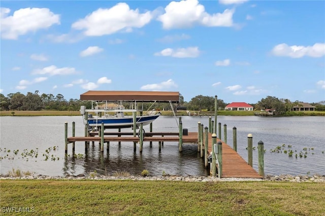 view of dock featuring a water view