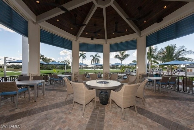 view of patio featuring a gazebo