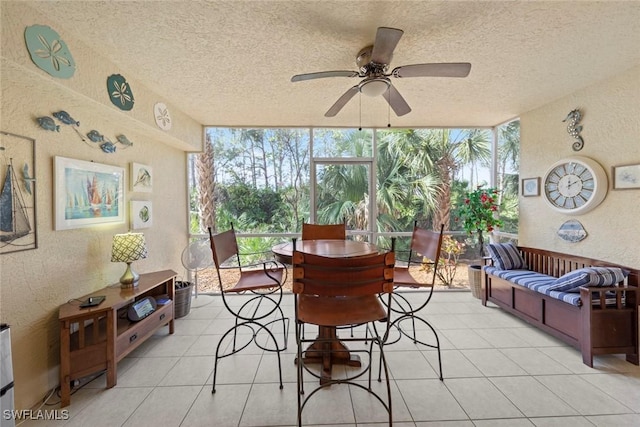 sunroom / solarium with ceiling fan