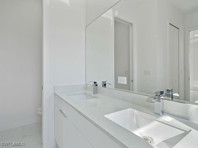 bathroom with toilet and vanity