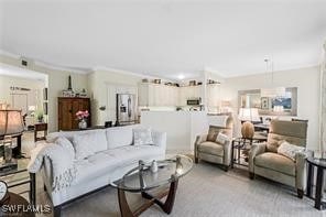 living room featuring ornamental molding