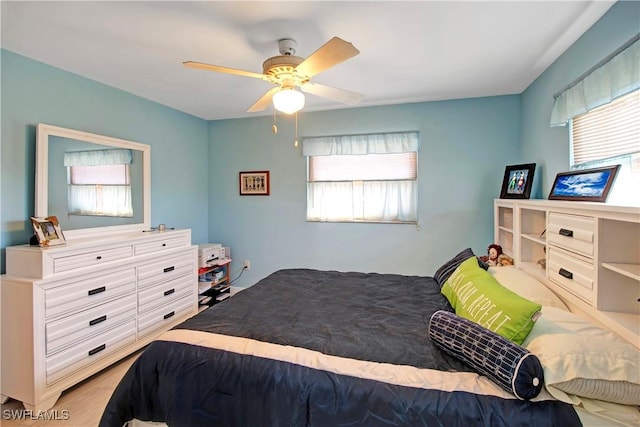 bedroom with ceiling fan