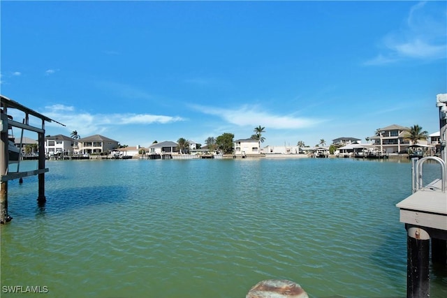 dock area with a water view