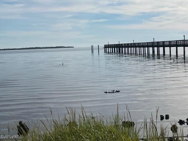 view of dock featuring a water view