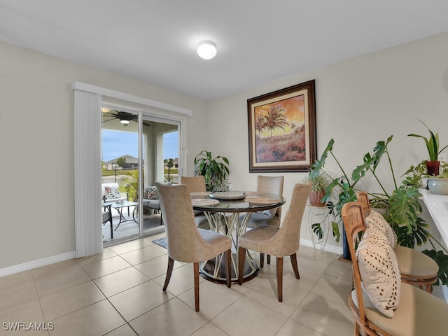 view of tiled dining space