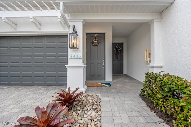 entrance to property with a garage