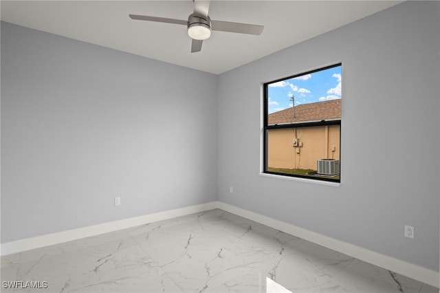 unfurnished room with ceiling fan