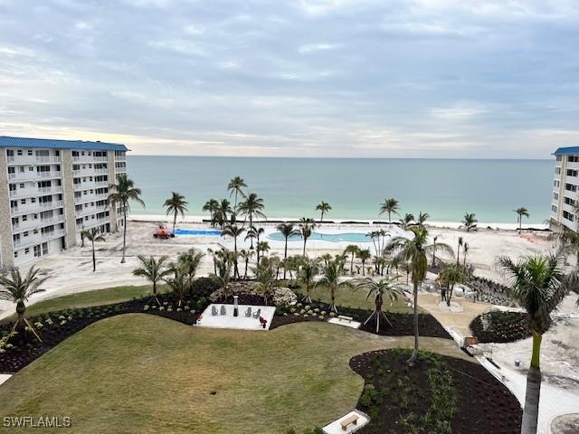 property view of water featuring a view of the beach