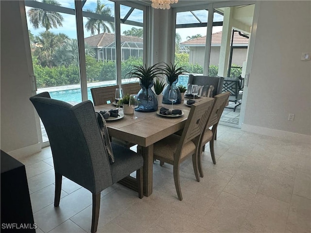 dining room featuring an inviting chandelier