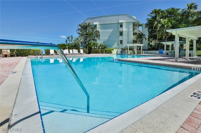 view of pool featuring a pergola