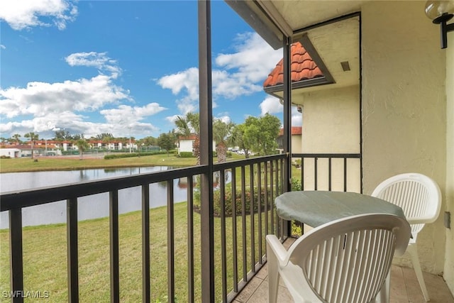 balcony with a water view