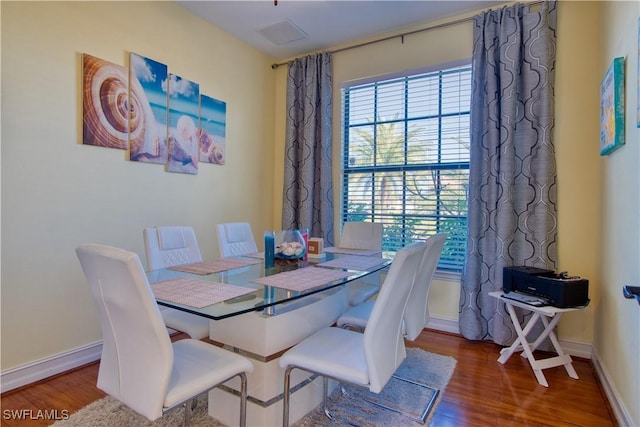 dining room with wood-type flooring