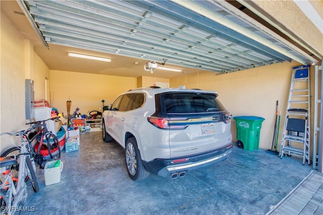 garage with a garage door opener