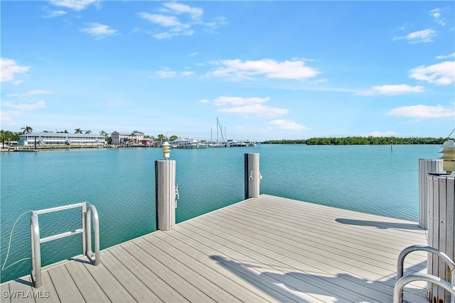 view of dock featuring a water view