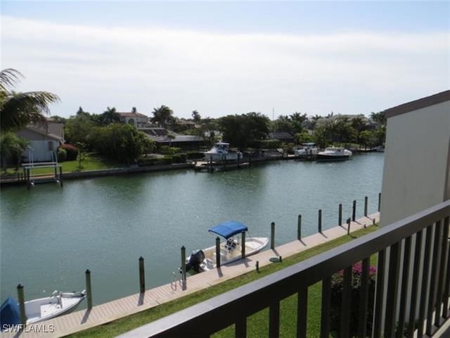 view of water feature featuring a dock