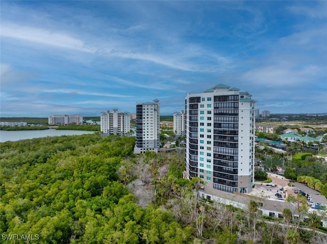 bird's eye view featuring a water view