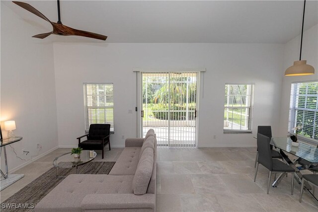 living area with baseboards