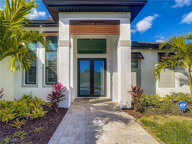 property entrance with french doors