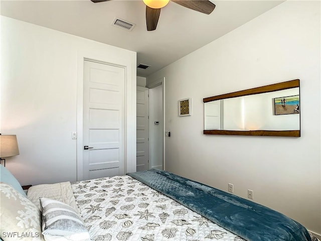 bedroom featuring a closet and ceiling fan